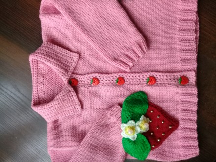 Кофточка ручного плетіння з акрілової пряжі для дитячих речей для дівчинки 1,5-2. . фото 3