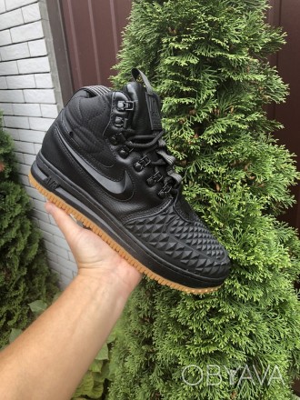 Кроссовки мужские зимние черные кожа Nike Lunar Force 1 Duckboot