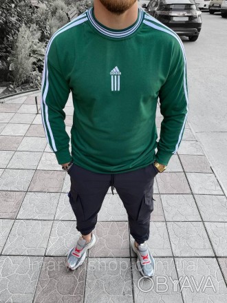 
Кофта свитшот мужская зелёная без капюшона фирменная Adidas (Адидас) Old school. . фото 1