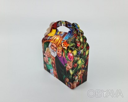 Новогодняя Упаковка Коробка для Конфет Подарков (1000гр) СВ.Николай с детьми (25
