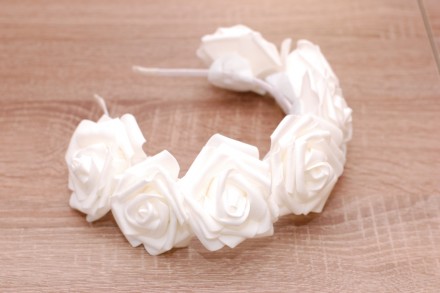 Ободок з білими трояндами підійде для весілля, фотосесії, літньої прогулянки, ве. . фото 2