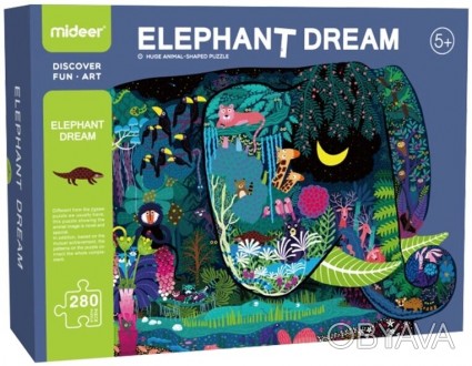 Большой пазл Mideer выполнен в виде огромного красочного Слона, на котором изобр. . фото 1