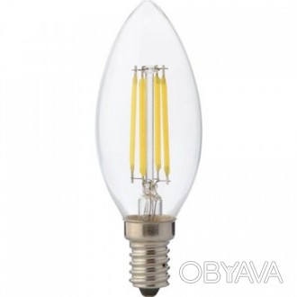 Лампа Светодиодная "Filament candle - 6" 6W свеча Е14 4200К. . фото 1