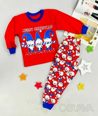 Детская теплая пижама Merry Christmas. Яркая и красивая пижама для детей, прекра. . фото 1