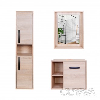 Комплект меблів для ванної Qtap тумба + раковина + дзеркальна шафа + пенал QT044