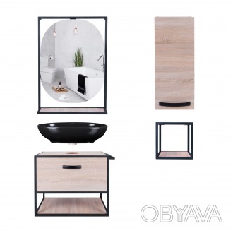 Комплект мебели для ванной Qtap тумба + раковина + зеркало + полка + полупенал Q. . фото 1