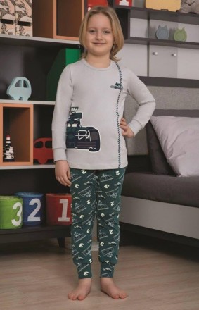 Пижама для мальчика Арт 9775-167
Колір: 167 сірий з зеленим
Склад: 95% бавовна 5. . фото 2
