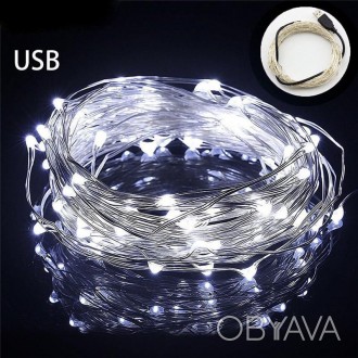 Гирлянда светодиодная нить Роса, Капли росы на проволоке с USB
10 м, 100 LED на . . фото 1