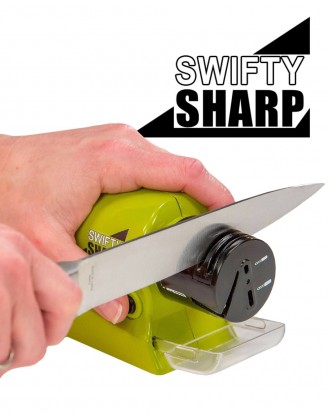 Автоматическая электрическая точилка для ножей Swifty Sharp Зеленая (батарейках). . фото 9