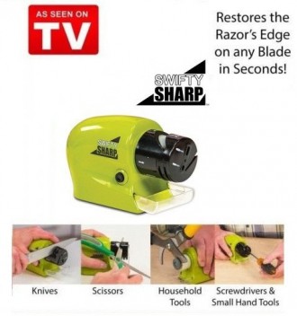 Автоматическая электрическая точилка для ножей Swifty Sharp Зеленая (батарейках). . фото 3