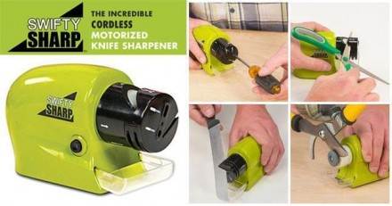 Автоматическая электрическая точилка для ножей Swifty Sharp Зеленая (батарейках). . фото 6