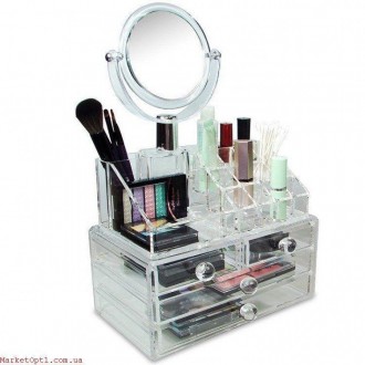 Акриловый прозрачный органайзер для косметики и украшений Cosmetic Organizer с з. . фото 3