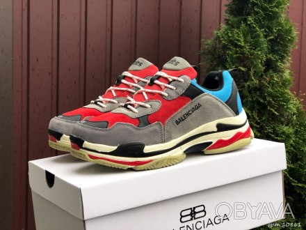 Кроссовки мужские зимние серые замша Balenciaga Triple S