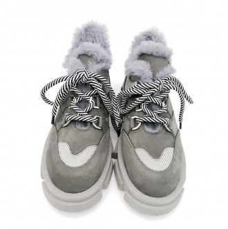 
Серые женские зимние ботинки из натурального нубука.
Размерная сетка: 36-23см.,. . фото 8