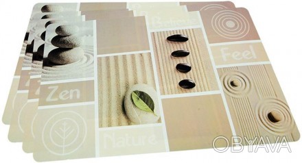 
Набір 4 сервірувальних килимка Fissman Zen Feel з високоміцного пластика. Розмі. . фото 1