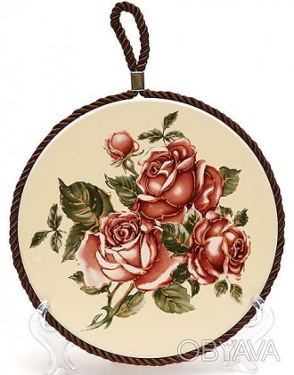 
Підставка під гаряче Cream Rose "Корейська Роза". Діаметр 16см. Керамічна підст. . фото 1