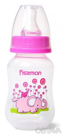
Пляшка для годування малюків Fissman Babies "Рожевий слоник" абсолютно нешкідли. . фото 1