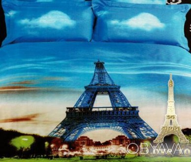 
"Париж" - ефектний комплект постільної білизни від ТМ Love You. Виконано в сині. . фото 1