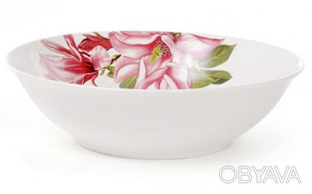 
Великий салатник "Магнолія" з якісної білої порцеляни з ніжним квітковим декоро. . фото 1