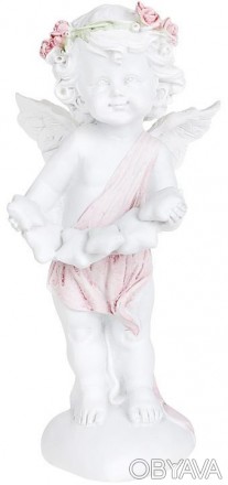 
Статуетка декоративна "Ангел з зірками". Виготовлена з полістоуна - штучний кам. . фото 1