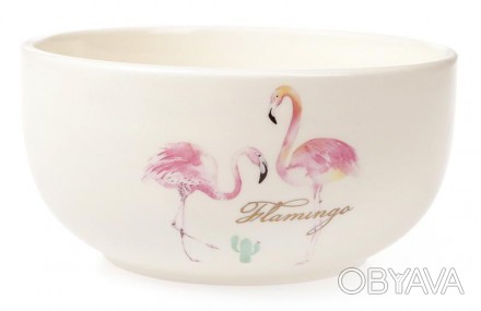 
Піала "Рожевий Фламінго" - елегантна колекція керамічного посуду з малюнком в р. . фото 1