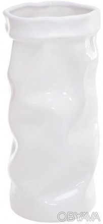 
Керамічна ваза з колекції "Ілюзія" Flowers Garden білого кольору. Оригінальна н. . фото 1