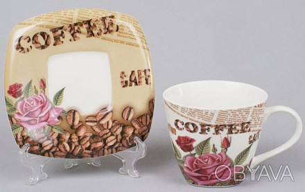 Чайна пара "Сoffee&Roses-III" чашка 220мл з блюдцем
