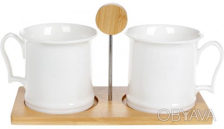 
Набір чашок Nouvelle Home Смуги на вологостійкій бамбуковій підставці. Класични. . фото 1