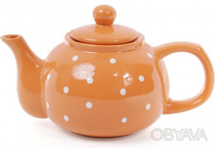 
Керамічний чайник для заварювання "Білий горошок" (заварник) - яскравий кераміч. . фото 1