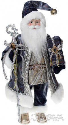 
Фігура «Санта з посохом» (м&apos;яка іграшка), сіро-блакитний. Матеріал - ткани. . фото 1