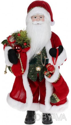
Фігура «Санта з носком» (м&apos;яка іграшка), червоний. Матеріал - тканина, пла. . фото 1