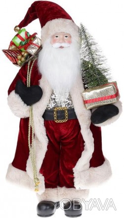 
Фігура «Санта з ялинкою» (м&apos;яка іграшка), з LED підсвічуванням, бордо. Мат. . фото 1