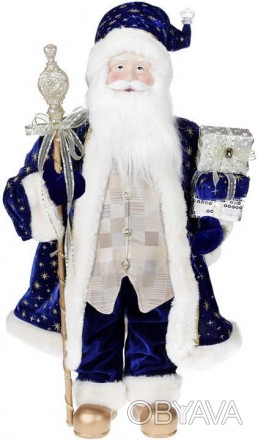 
Фігура «Санта з посохом» (м&apos;яка іграшка), синій з шампанню. Матеріал - тка. . фото 1