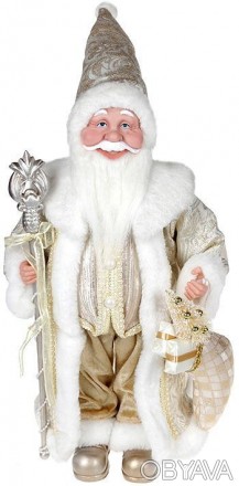 
Декоративна фігура "Санта з посохом" шампань. Матеріал - тканина, пластик. Висо. . фото 1