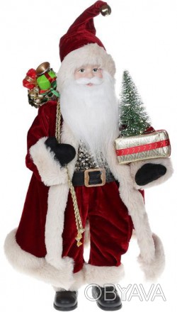 
Фігура «Санта з ялинкою» (м&apos;яка іграшка), з LED підсвічуванням, бордо. Мат. . фото 1