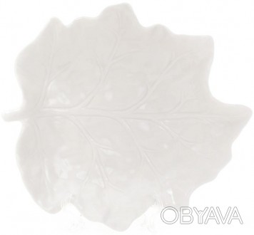 
Блюдо фарфорове "Білий лист" з унікальним дизайном - форма, вигини і тиснення, . . фото 1