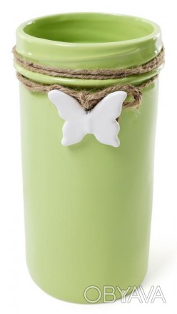 
Керамічна ваза з колекції "Flowers Garden" зеленого кольору. Оригінальна настіл. . фото 1