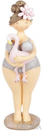 
Статуетка декоративна "Марго з фламінго". Матеріал - полістоун (штучний камінь). . фото 1