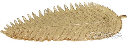 
Декоративне блюдо "Лист Папороті" золотого кольору. Матеріал - полістоун (штучн. . фото 1