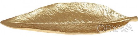 
Декоративне блюдо "Лист" золотого кольору. Матеріал - полістоун (штучний камінь. . фото 1