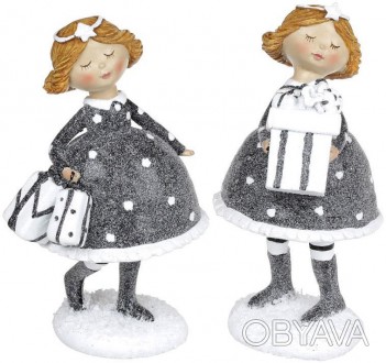 
Набір 2 статуетки "Дівчатко з Подарунками". Матеріал - полістоун (штучний камін. . фото 1