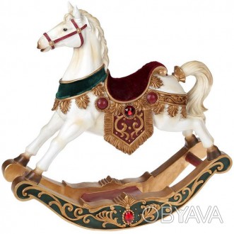 
Статуетка декоративна "Конячка-качалка" Luxury, смарагдово-бордовий оксамит. З . . фото 1