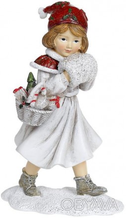 
Статуетка декоративна «Дівчинка з муфтою». Матеріал - полістоун (штучний камінь. . фото 1