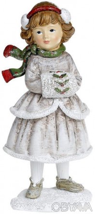 
Статуетка декоративна «Дівчинка з муфтою». Матеріал - полістоун (штучний камінь. . фото 1