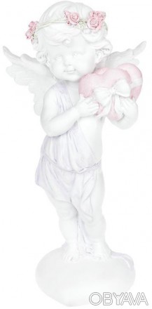 
Статуетка декоративна "Ангел з сердечками". Виготовлена з полістоуна - штучний . . фото 1