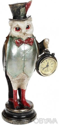 
Статуетка з годинником "Мудра Сова". Матеріал - полістоун (штучний камінь) з ко. . фото 1