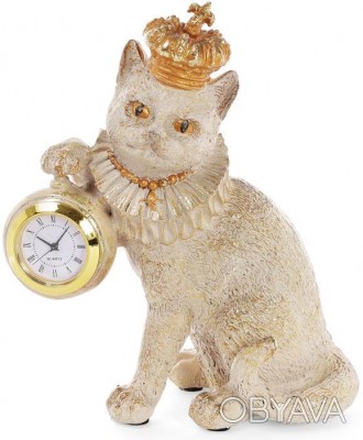 
Декоративна фігурка з годинником "Королівський Кот в короні". Виконано з полист. . фото 1