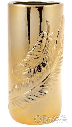 
Ваза керамічна "Золоте перо" висока пряма ваза циліндричної форми з широкою ший. . фото 1