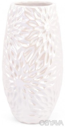 
Ваза керамічна з мереживним рельєфним декором "Айстра". Висока ваза з широкою ш. . фото 1