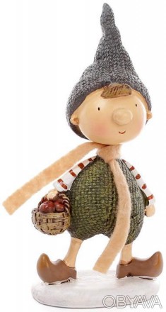
Фігурка декоративна "Хлопчик з кошиком яблук". Матеріал - полістоун (штучний ка. . фото 1